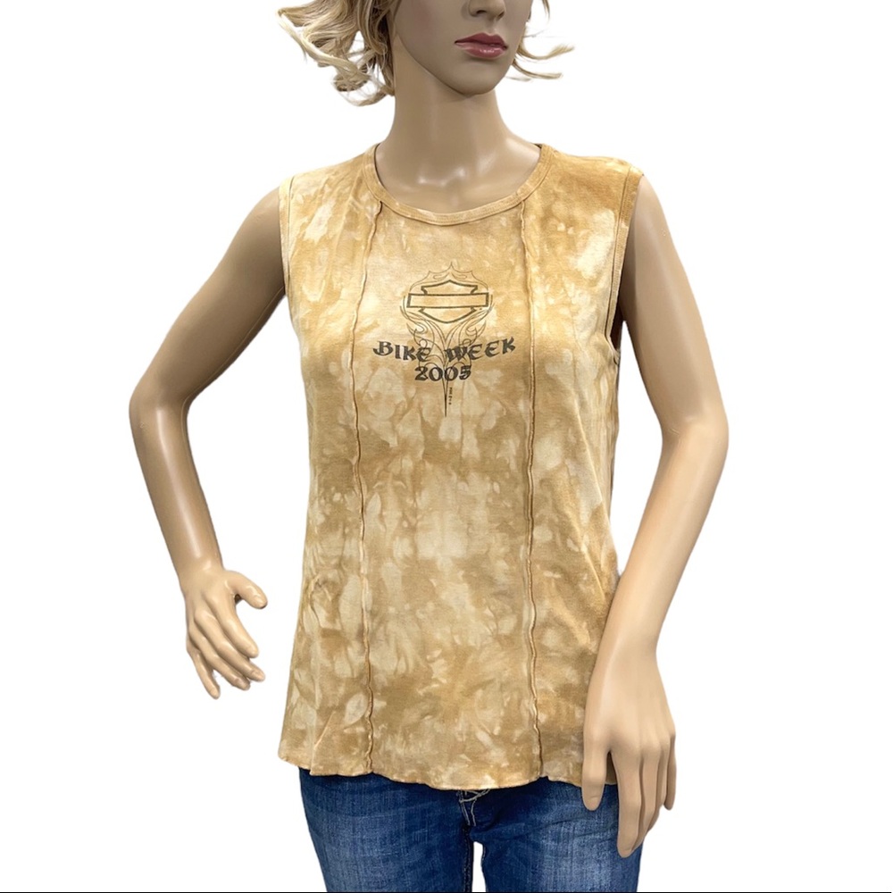 HARLEY-DAVIDSON Tan Tie Dye Women’s Tank Top Size Large